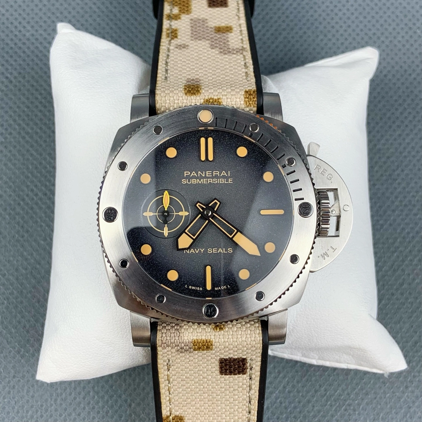 CBD Factory Panerai Submersible 44mm Black Dial Camouflage Fabric Strap(PAM01513) 1:1 Super Clone – Dandong P.9010 GMT Movement Original 406
